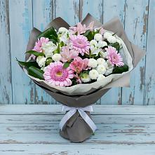 Букет цветов из:  Герберы, Альстромерии и Хризантемы в Бриньковской