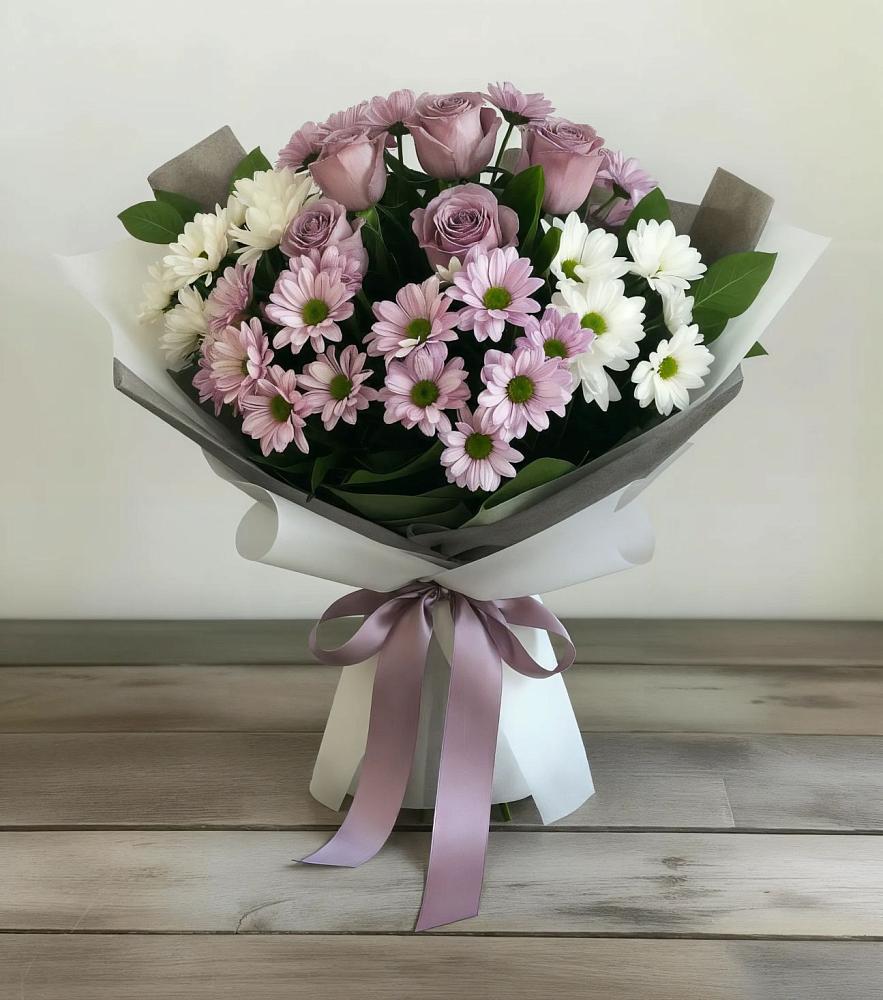 Букет цветов из: Хризантемы и Розы в Бриньковской