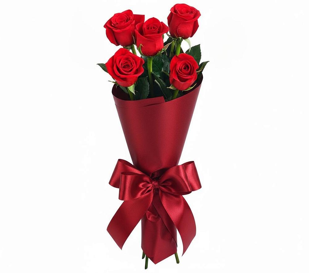 Букет 5 Красных роз Эдлесс Лав в Бриньковской