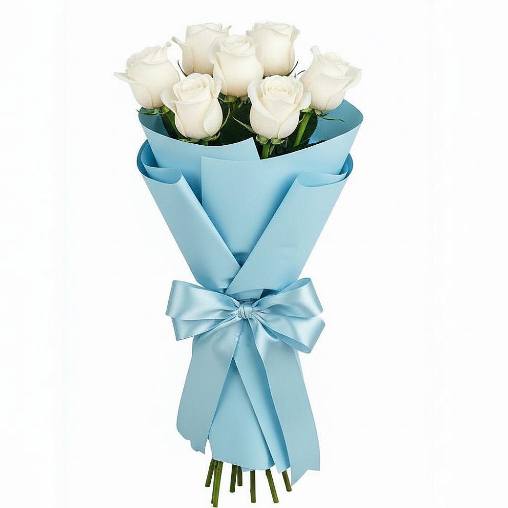 Букет 7 белых роз Проуд в Бриньковской