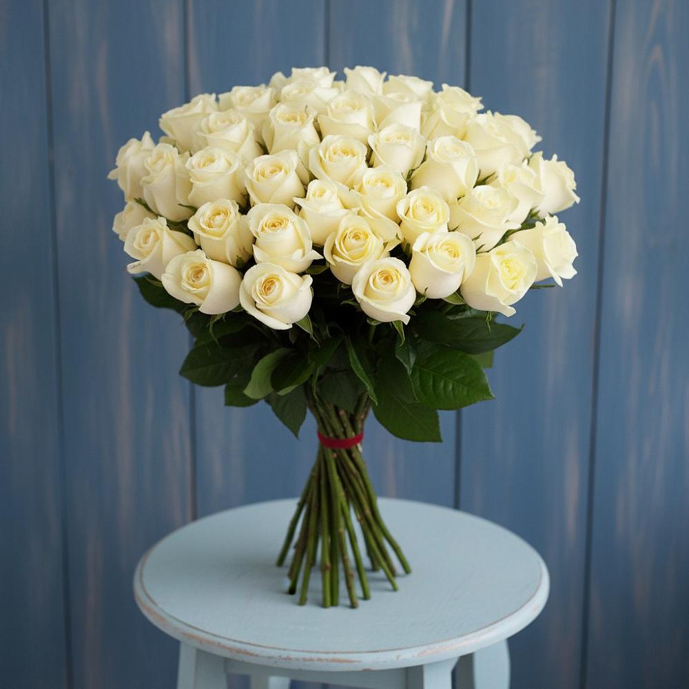 Букет 51 Белая роза Эдлесс Лав в Бриньковской
