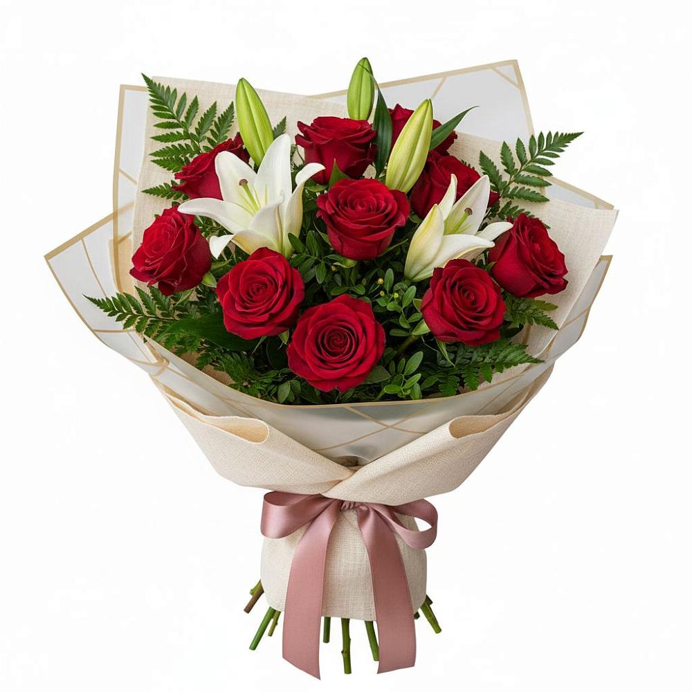 Букет цветов из: Лилии и Розы в Бриньковской