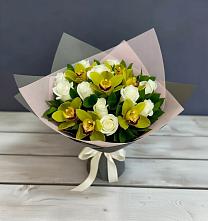 Букет цветов из:  Орхидеи и Розы в Бриньковской