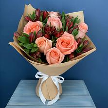 Букет цветов из:  Розы и Альстромерии в Бриньковской