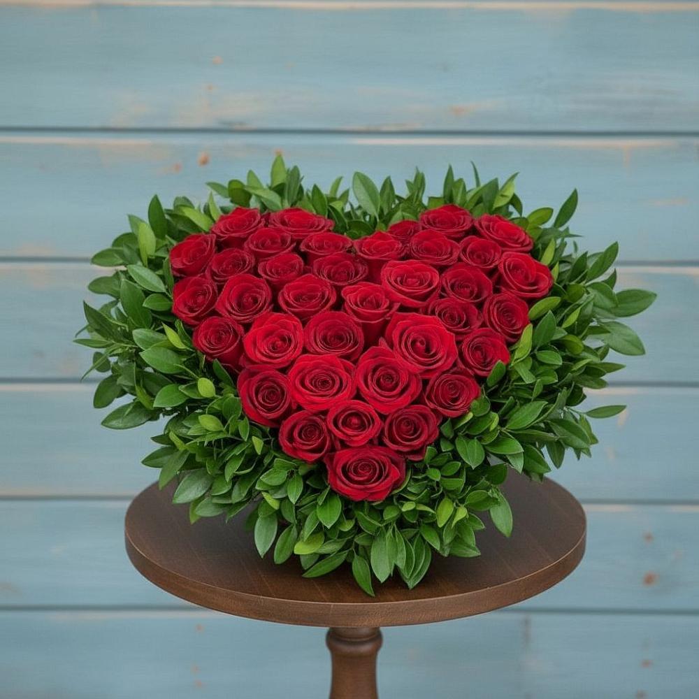 Цветочная композиция из Розы в виде сердца в Бриньковской