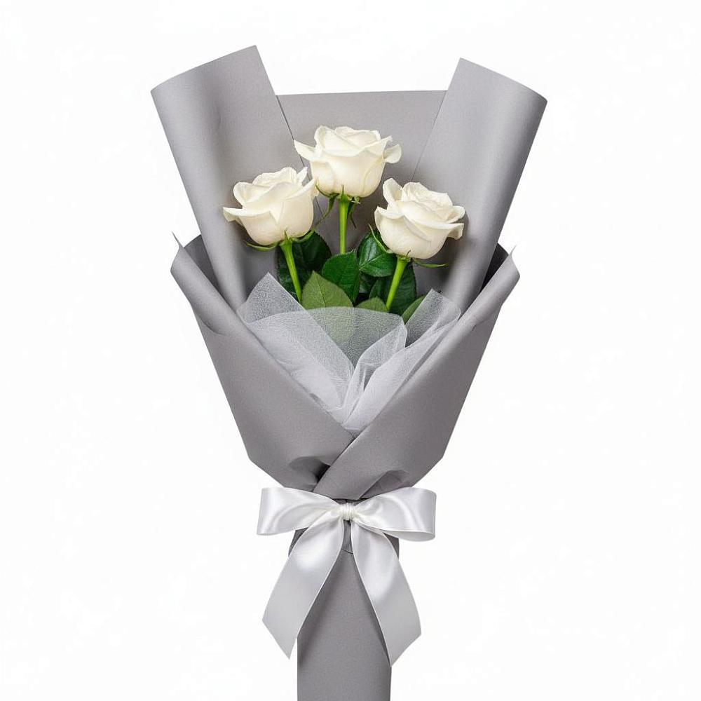 Букет 3 белые розы в Бриньковской
