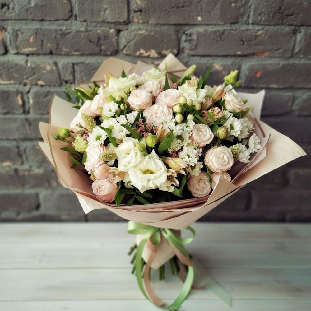 Букет цветов из: Альстромерии, Розы и Хризантемы в Бриньковской