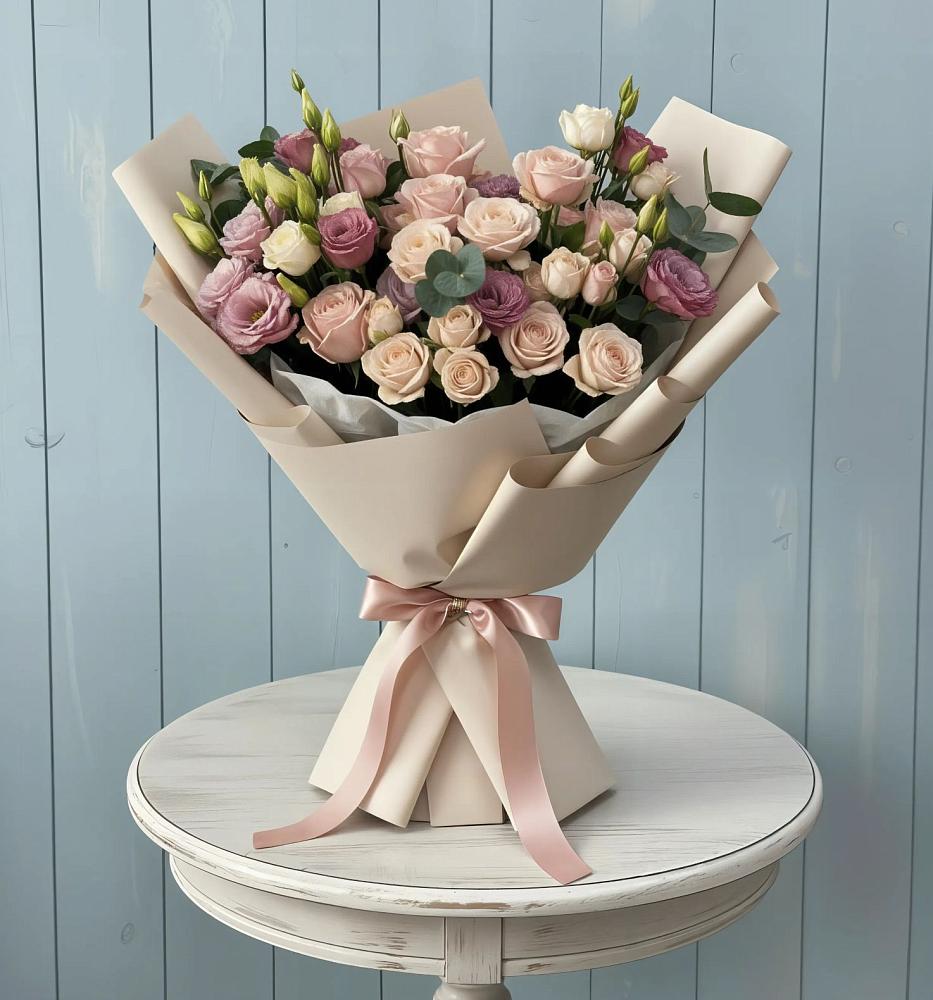 Букет цветов из: Розы и Лизиантусы в Бриньковской