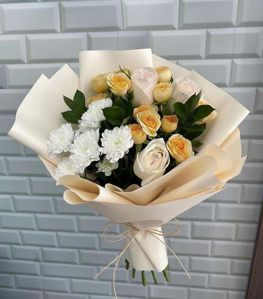 Букет цветов из: Розы и Хризантемы в Бриньковской