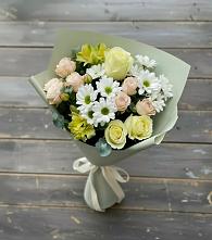 Букет цветов из:  Альстромерии, Розы и Хризантемы в Бриньковской