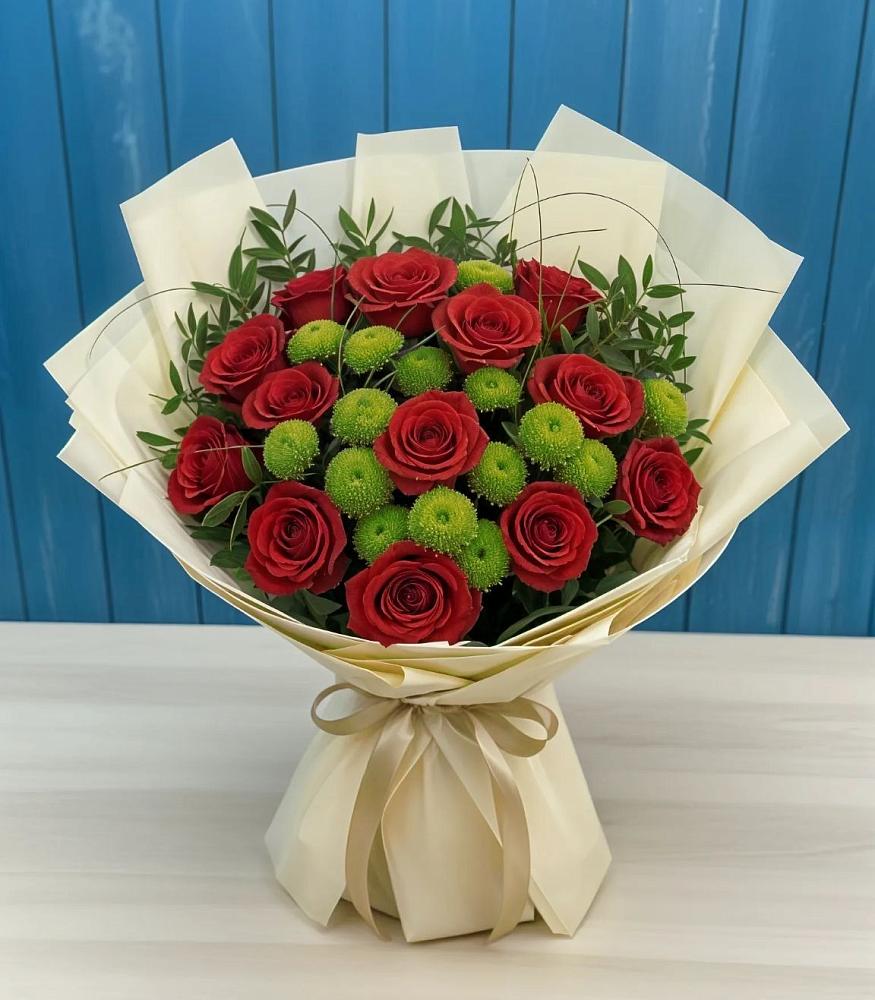 Букет цветов из: Розы и Хризантемы в Бриньковской